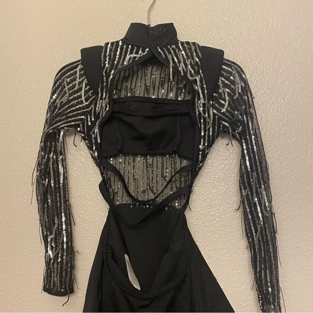 Weissman elite dance costume silver sequin Kill The Lights NV13199 IC- child 7/8